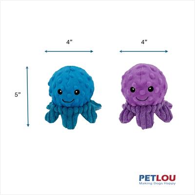Show full view: Petlou Ez Squeaky Ball Octopi Twin Pack Squeaky Plush Dog Toy, 4-in slide 3 of 5