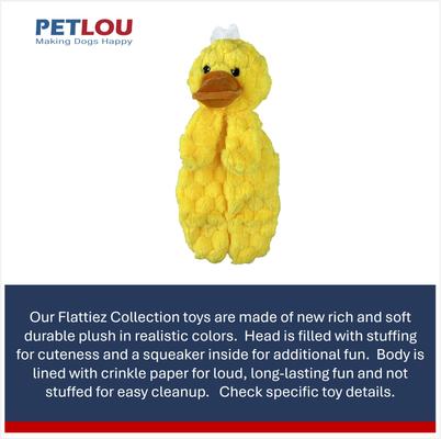 Show full view: Petlou Flattiez Fuzzy Friends Duck Squeaky Plush Dog Toy, 12-in slide 4 of 5
