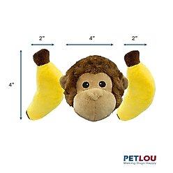 Petlou Ez Squeaky Ball Monkey & Banana Triple Pack Squeaky Plush Dog Toy, 4-in slide 2 of 5