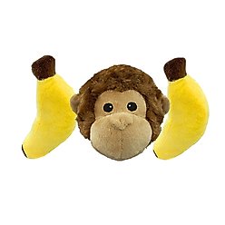 Petlou Ez Squeaky Ball Monkey & Banana Triple Pack Squeaky Plush Dog Toy, 4-in