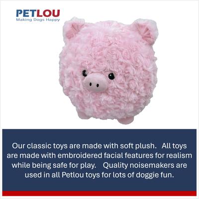 Show full view: Petlou Classic Pig Ball Squeaky Plush Dog Toy, 8-in slide 5 of 6