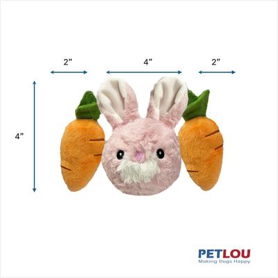 Show full view: Petlou Ez Squeaky Ball Rabbit & Carrot Triple Pack Squeaky Plush Dog Toy, 4-in slide 3 of 5