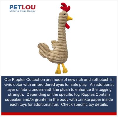Show full view: Petlou Ripples Farm Friends Rooster Squeaky Plush Dog Toy, 31-in slide 4 of 5