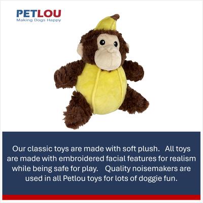 Show full view: Petlou Classic Banana Monkey Squeaky Plush Dog Toy, 8-in slide 5 of 6