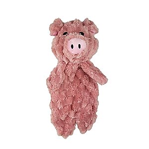 Petlou Flattiez Fuzzy Friends Pig Squeaky Plush Dog Toy, 12-in