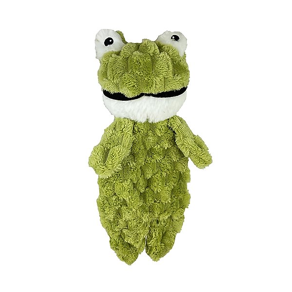 Show full view: Petlou Flattiez Fuzzy Friends Frog Squeaky Plush Dog Toy, 16-in slide 1 of 5