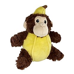 Petlou Classic Banana Monkey Squeaky Plush Dog Toy, 8-in