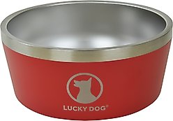 Lucky Dog INDULGE Non-skid Stainless Steel Dog & Cat Bowl, Red, 12.5-cup
