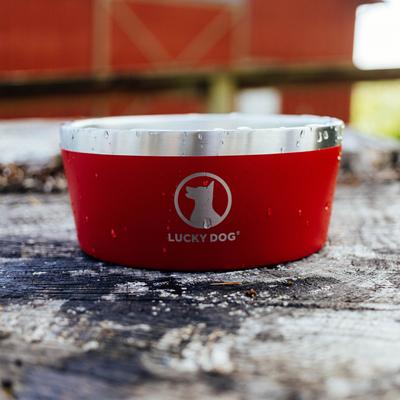 Show full view: Lucky Dog INDULGE Non-skid Stainless Steel Dog & Cat Bowl, Red, 5-cup slide 7 of 11