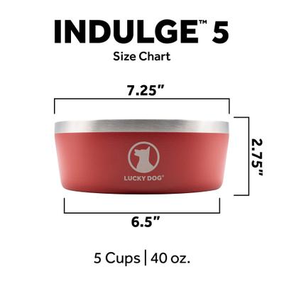 Show full view: Lucky Dog INDULGE Non-skid Stainless Steel Dog & Cat Bowl, Red, 5-cup slide 3 of 11