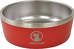 Lucky Dog INDULGE Non-skid Stainless Steel Dog & Cat Bowl, Red, 5-cup