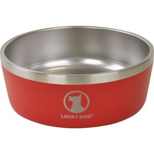 Lucky Dog INDULGE Non-skid Stainless Steel Dog & Cat Bowl, Red, 5-cup