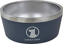 Lucky Dog INDULGE Non-skid Stainless Steel Dog & Cat Bowl, Blue, 12.5-cup