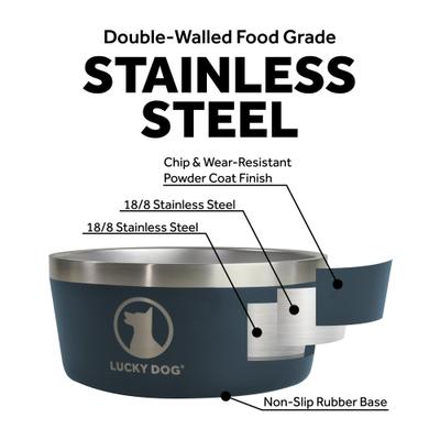 Show full view: Lucky Dog INDULGE Non-skid Stainless Steel Dog & Cat Bowl, Blue, 12.5-cup slide 3 of 12