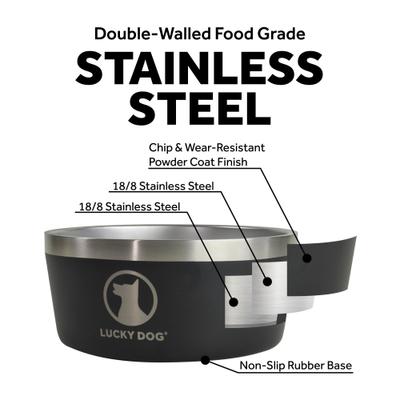 Show full view: Lucky Dog INDULGE Non-skid Stainless Steel Dog & Cat Bowl, Black, 5-cup slide 3 of 12