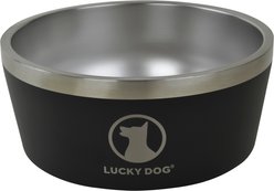 Lucky Dog INDULGE Non-skid Stainless Steel Dog & Cat Bowl, Black, 12.5-cup