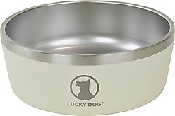 Lucky Dog INDULGE Non-skid Stainless Steel Dog & Cat Bowl, Beige, 5-cup