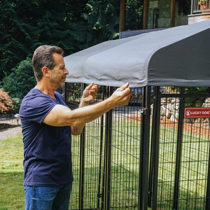 Lucky Dog STAY Series Villa Dog Kennel, Steel Grey