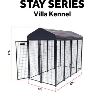 Lucky Dog STAY Series Villa Dog Kennel, Steel Grey