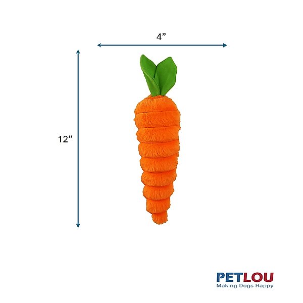 Show full view: Petlou Food Luxe Carrot Squeaky Plush Dog Toy, 12-in slide 3 of 5