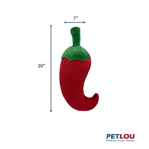 Show full view: Petlou Food Chili Pepper Squeaky Plush Dog Toy, 20-in slide 3 of 5