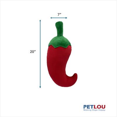 Show full view: Petlou Food Chili Pepper Squeaky Plush Dog Toy, 20-in slide 3 of 5