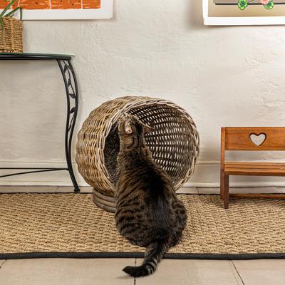 Show full view: THE LICKER STORE Socket Dome Bohemian Handwoven Rattan Elevated Dog & Cat Bed, Kubu Gray, 19.5 x 17-in slide 9 of 9