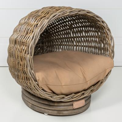 Show full view: THE LICKER STORE Socket Dome Bohemian Handwoven Rattan Elevated Dog & Cat Bed, Kubu Gray, 19.5 x 17-in slide 2 of 9