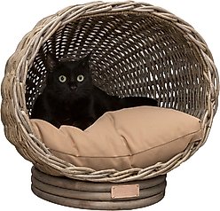 THE LICKER STORE Socket Dome Bohemian Handwoven Rattan Elevated Dog & Cat Bed, Kubu Gray, 19.5 x 17-in slide 1 of 9
