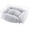 Show in main carousel: THE LICKER STORE Carole Modern Lucite Fluffy Bolster Elevated Dog & Cat Bed, Light Gray/Clear, Small/Medium, 24 x 18-in slide 10 of 10
