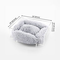 THE LICKER STORE Carole Modern Lucite Fluffy Bolster Elevated Dog & Cat Bed, Light Gray/Clear, Small/Medium, 24 x 18-in slide 2 of 9