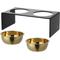 Show in main carousel: THE LICKER STORE Keaton Modern Lucite Stainless Steel Elevated Dog & Cat Bowls, Medium/Large: 7.5-in, 6.8 cup, Black/Gold slide 8 of 8