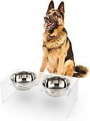 THE LICKER STORE Keaton Modern Lucite Stainless Steel Elevated Dog & Cat Bowls, Medium/Large: 7.5-in, 6.8 cup, Clear/Chrome slide 1 of 8