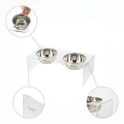 THE LICKER STORE Keaton Modern Lucite Stainless Steel Elevated Dog & Cat Bowls, Small/Medium: 5-in, 2.5 cup, Clear/Chrome slide 2 of 9