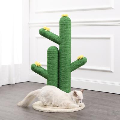 Show full view: THE LICKER STORE Socorro 34.25-in Modern Jute Double-Cactus with Flower Toys Cat Scratching Post, Green/White slide 6 of 11