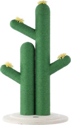 Show full view: THE LICKER STORE Socorro 34.25-in Modern Jute Double-Cactus with Flower Toys Cat Scratching Post, Green/White slide 8 of 11
