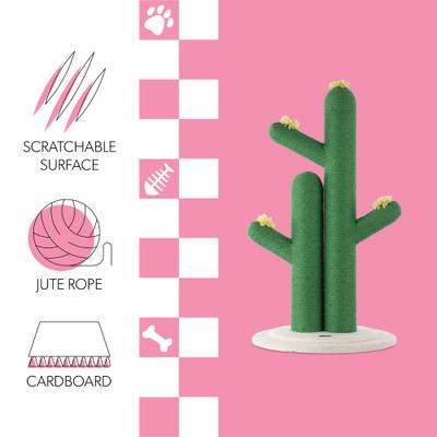 Show full view: THE LICKER STORE Socorro 34.25-in Modern Jute Double-Cactus with Flower Toys Cat Scratching Post, Green/White slide 3 of 11