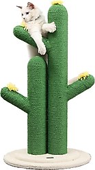 THE LICKER STORE Socorro 34.25-in Modern Jute Double-Cactus with Flower Toys Cat Scratching Post, Green/White