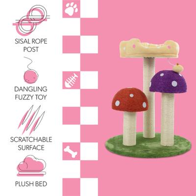 Show full view: THE LICKER STORE Pixie Cottage 22.5-in 3-Tier Sisal Mushroom Cat Tree slide 3 of 10