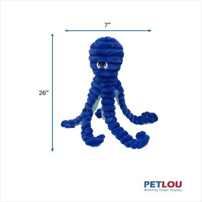 Show full view: Petlou Ripples King Octopus Squeaky Plush Dog Toy, Navy Blue, 26-in slide 4 of 6