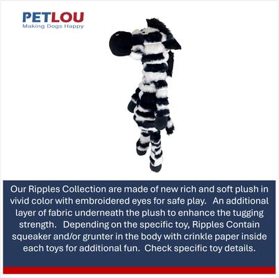 Show full view: Petlou Ripples Zoo Friends Zebra Squeaky Plush Dog Toy, 26-in slide 4 of 5