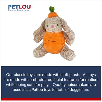 Show full view: Petlou Classic Carrot Rabbit Squeaky Plush Dog Toy, 12-in slide 4 of 6