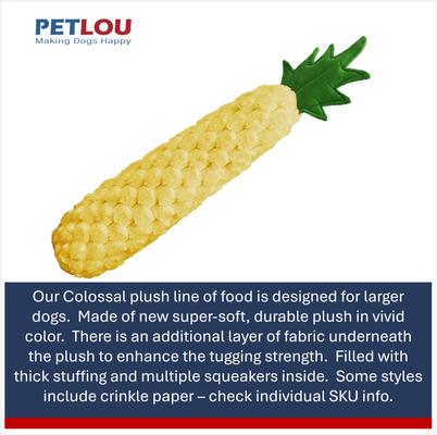 Show full view: Petlou Food Pineapple Squeaky Plush Dog Toy, 29-in slide 4 of 5