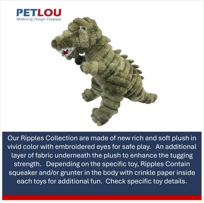 Show full view: Petlou Ripples Dino Friends T Rex Squeaky Plush Dog Toy, 26-in slide 4 of 5