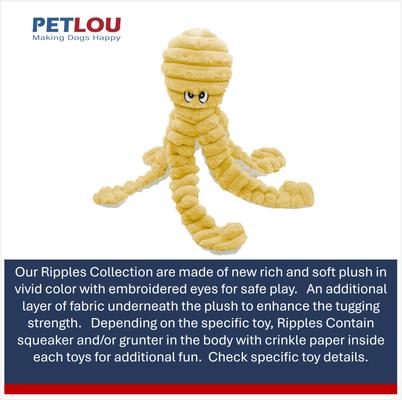 Show full view: Petlou Ripples King Octopus Squeaky Plush Dog Toy, Yellow, 26-in slide 5 of 6