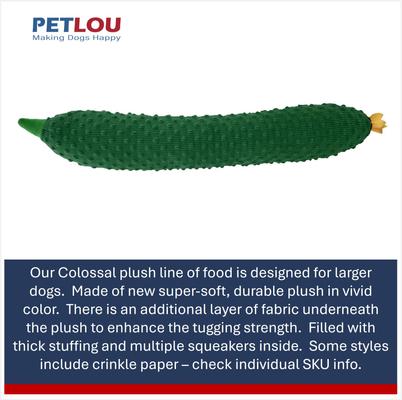 Show full view: Petlou Food Cucumber Squeaky Plush Dog Toy, 29-in slide 4 of 5