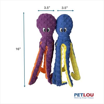 Show full view: Petlou Dotty Friends 2.0-Twin Pack Octopi Squeaky Plush Dog Toy, Blue & Purple, 16-in slide 4 of 6