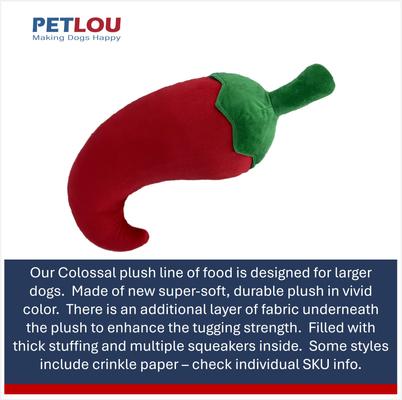 Show full view: Petlou Food Chili Pepper Squeaky Plush Dog Toy, 20-in slide 4 of 5