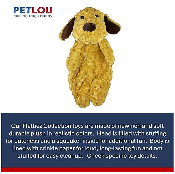 Show full view: Petlou Flattiez Fuzzy Friends Dog Squeaky Plush Dog Toy, 16-in slide 4 of 5