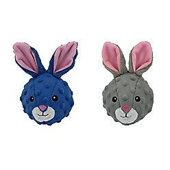 Petlou Ez Squeaky Ball Rabbits Twin Pack Squeaky Plush Dog Toy, 4-in